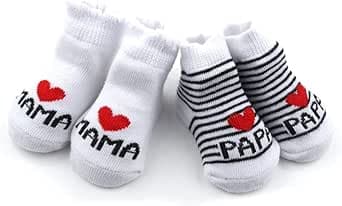 Distinct® Baby Baumwollsocken Süße Socken Ich liebe Mama + Ich liebe PaPa Neugeb