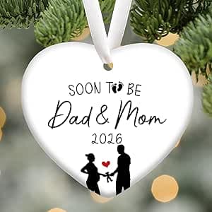 Weihnachten Schwangerschaft Ankündigung Herz Keramik Hängende Ornamente – Eltern