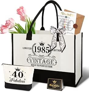 40. Geburtstag Geschenk Frau – Vintage 1985 Canvas Einkaufstasche Tragetasche & 