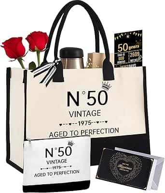 50. Geburtstagsgeschenke für Frauen Leinwand Tote Tasche Reiseausrüstung, Gesche