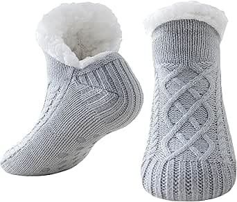 Niorasen Kuschelsocken Damen Herren, Dicke Flauschige Socken mit Greifern， Weich