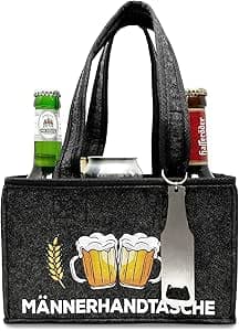 Witzige Männerhandtasche mit Flaschenöffner | Tragetasche aus Hochwertigem Filz