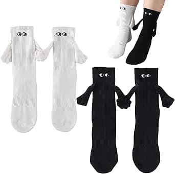 2 Paar Magnetische Socken mit Händen 35-41 Hand in Hand mit Magnetarmen Lustige