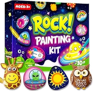 LUVTOY Steine Zum Bemalen - Bastelset Kinder ab 5 6 7 8 9 10 Jahre - Geschenk Mä